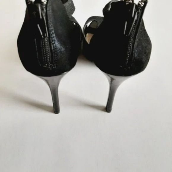 FIONI Night T-strap Black Shimmer Heels Shoes Sz 8 - Picture 7 of 8
